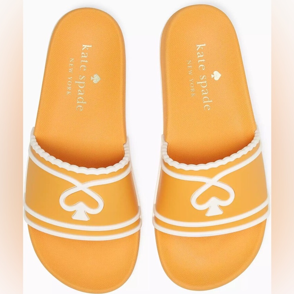 kate spade brigitte pool slides size 7 sunset blaze - new in box